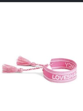 LoveShackFancy Pink Woven Logo Bracelet